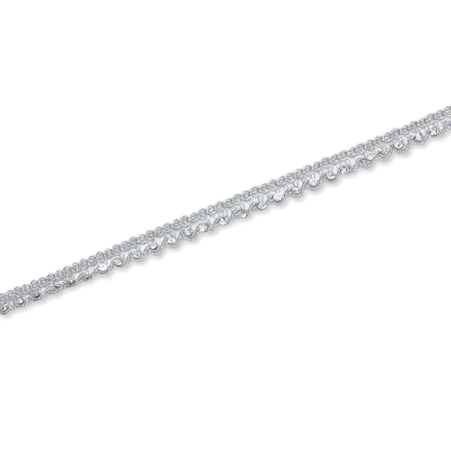 1/2 Inch Glitter Rhinestone Metallic Corded Lace Trim (9.8 Yards / 9 Meters) - Image 2