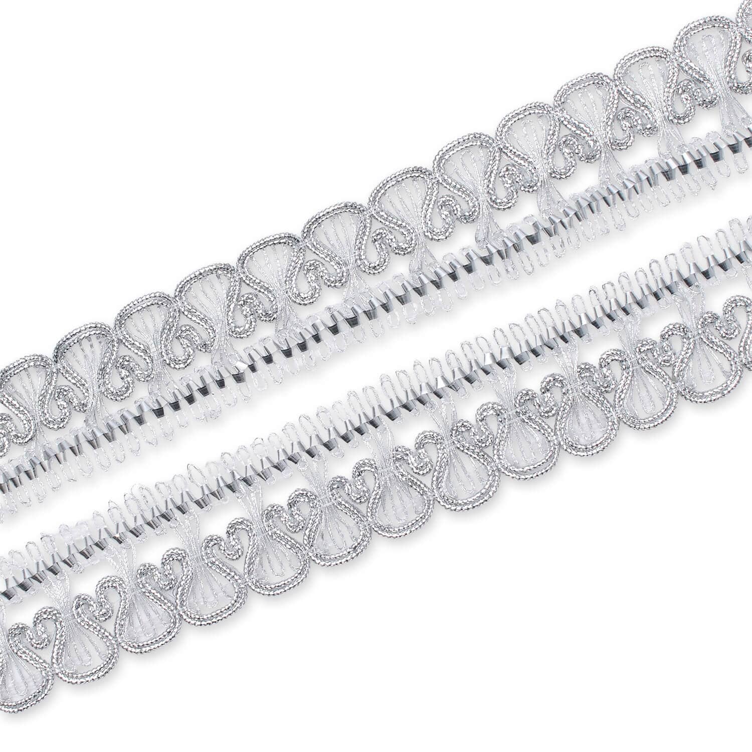 1.25 Inch Scroll Scalloped Metallic Corded Trim (25 Yards) - Image 2