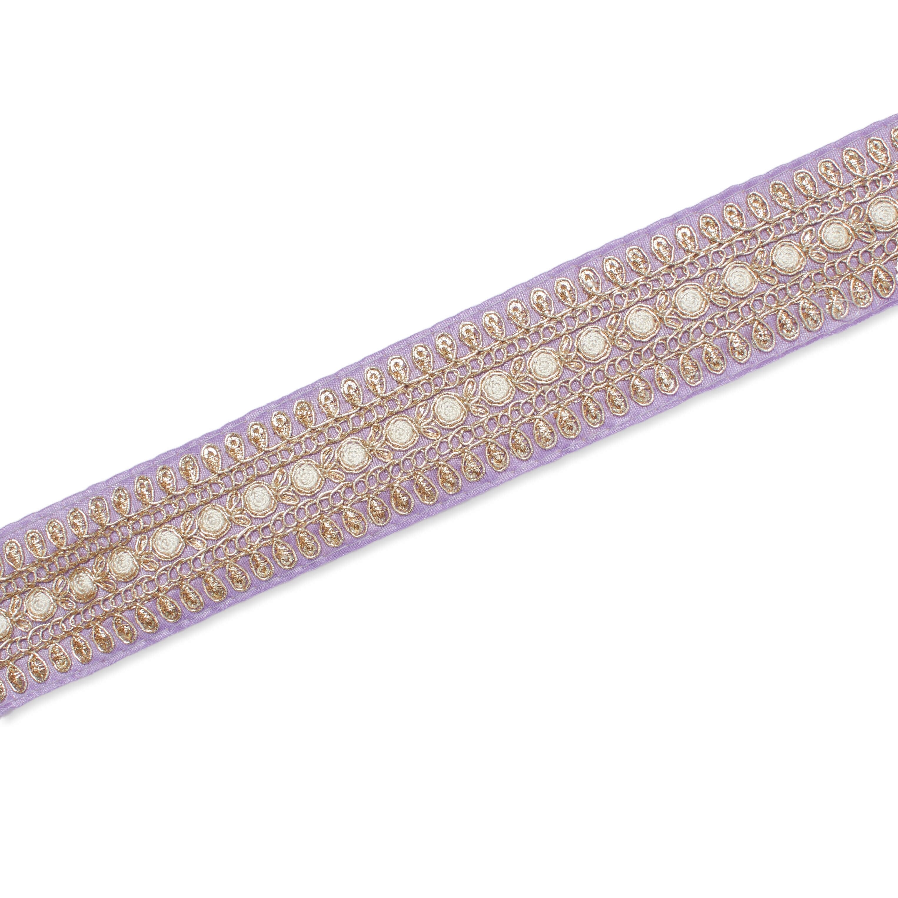 1.5 Inch Floral Petal Corded Two Tone Woven Trim - Image 15