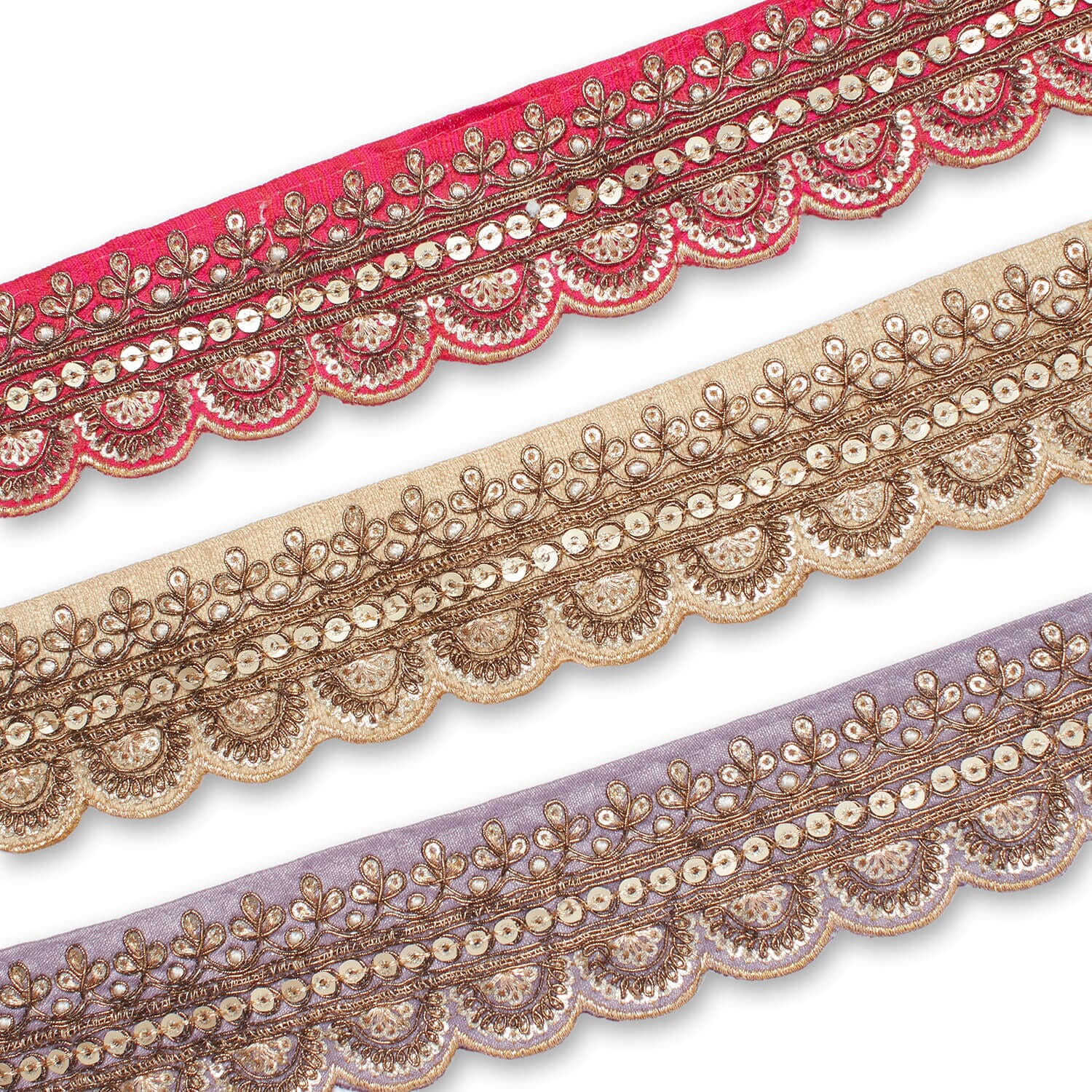 2 Inch Regal Gold Metallic Sequined Cording On Plain Woven Trim (9.8 Yards / 9 Meters)