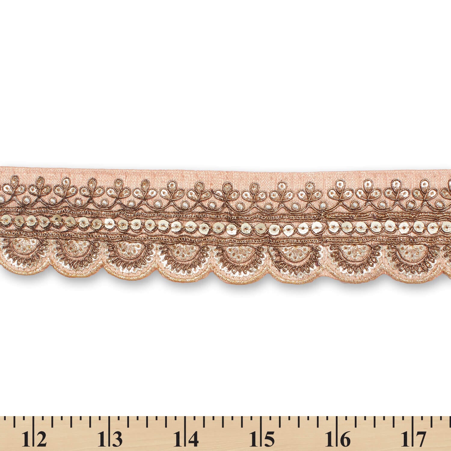 2 Inch Regal Gold Metallic Sequined Cording On Plain Woven Trim (9.8 Yards / 9 Meters) - Image 13