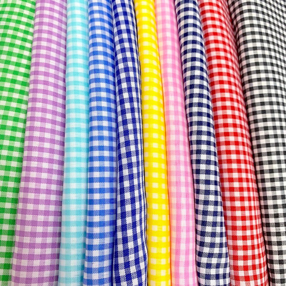 2 mm Gingham Check Plaid Polyester Cotton Poplin