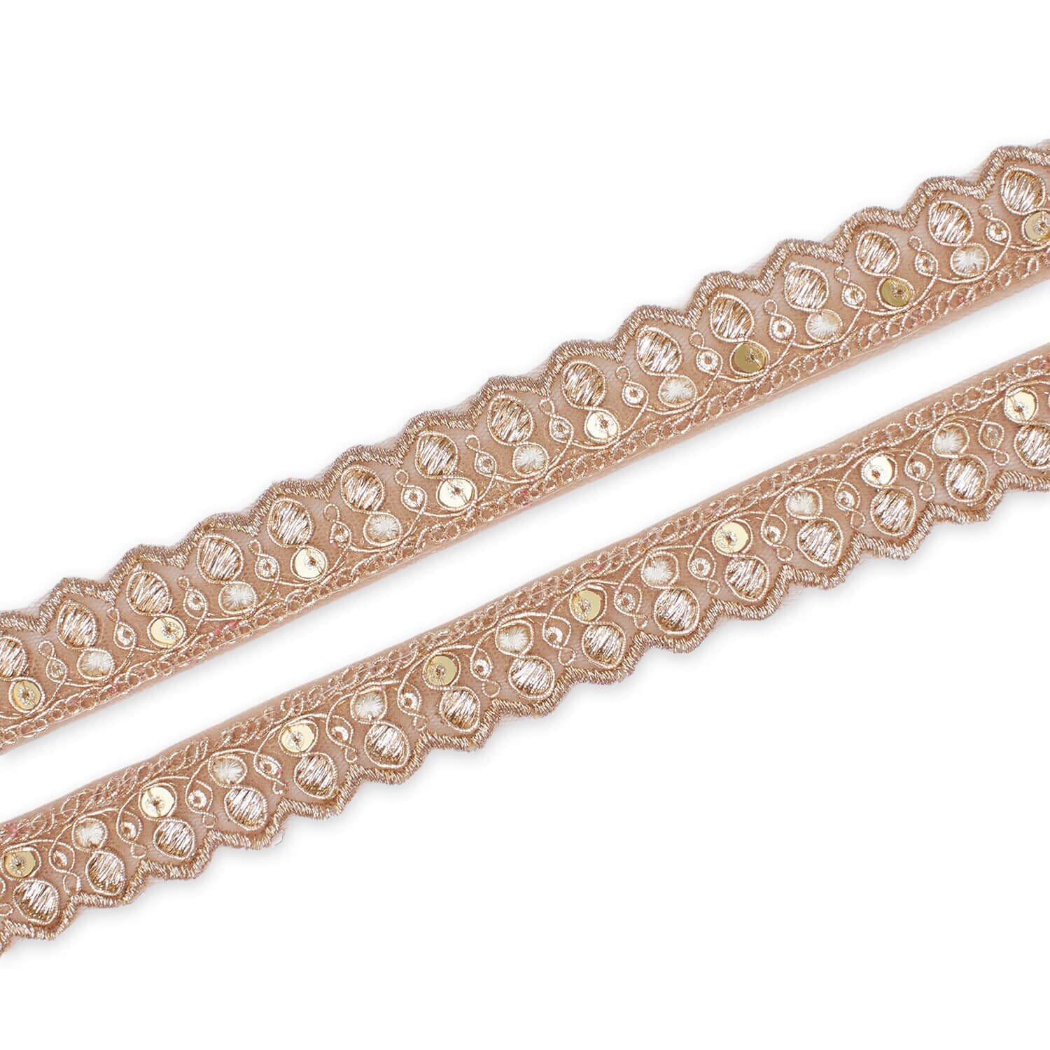 3/4 Inch Ornamental Sequined Metallic Cording With Embroidery On Mesh Trim (9.8 Yards / 9 Meters) - Image 6