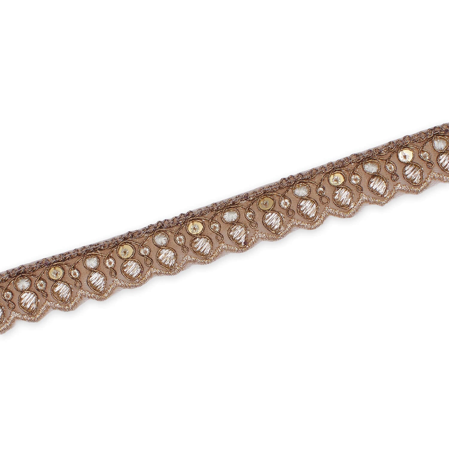 3/4 Inch Ornamental Sequined Metallic Cording With Embroidery On Mesh Trim (9.8 Yards / 9 Meters) - Image 8