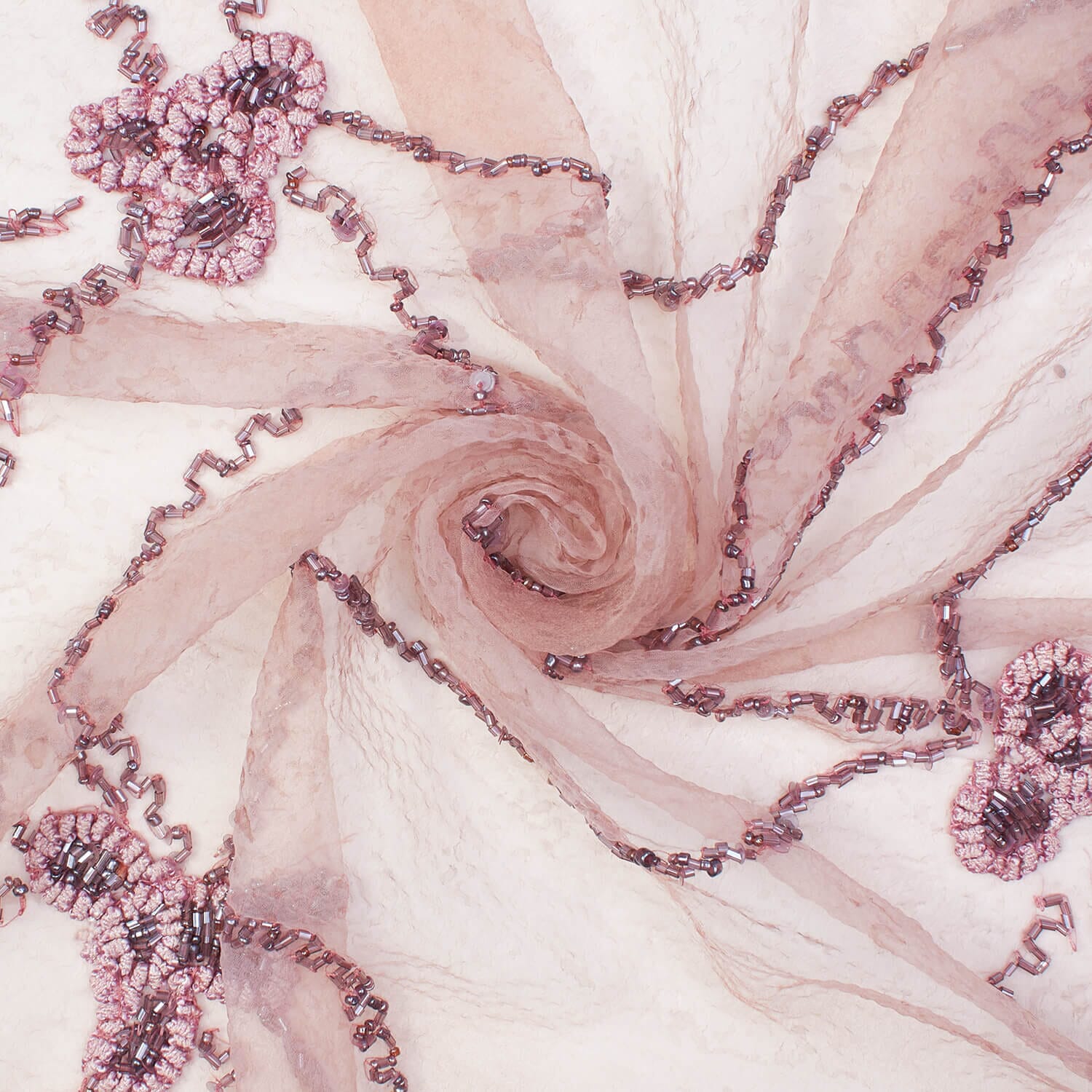 Abstract Beaded Floral Embroidery On Crushed Voile - Image 2