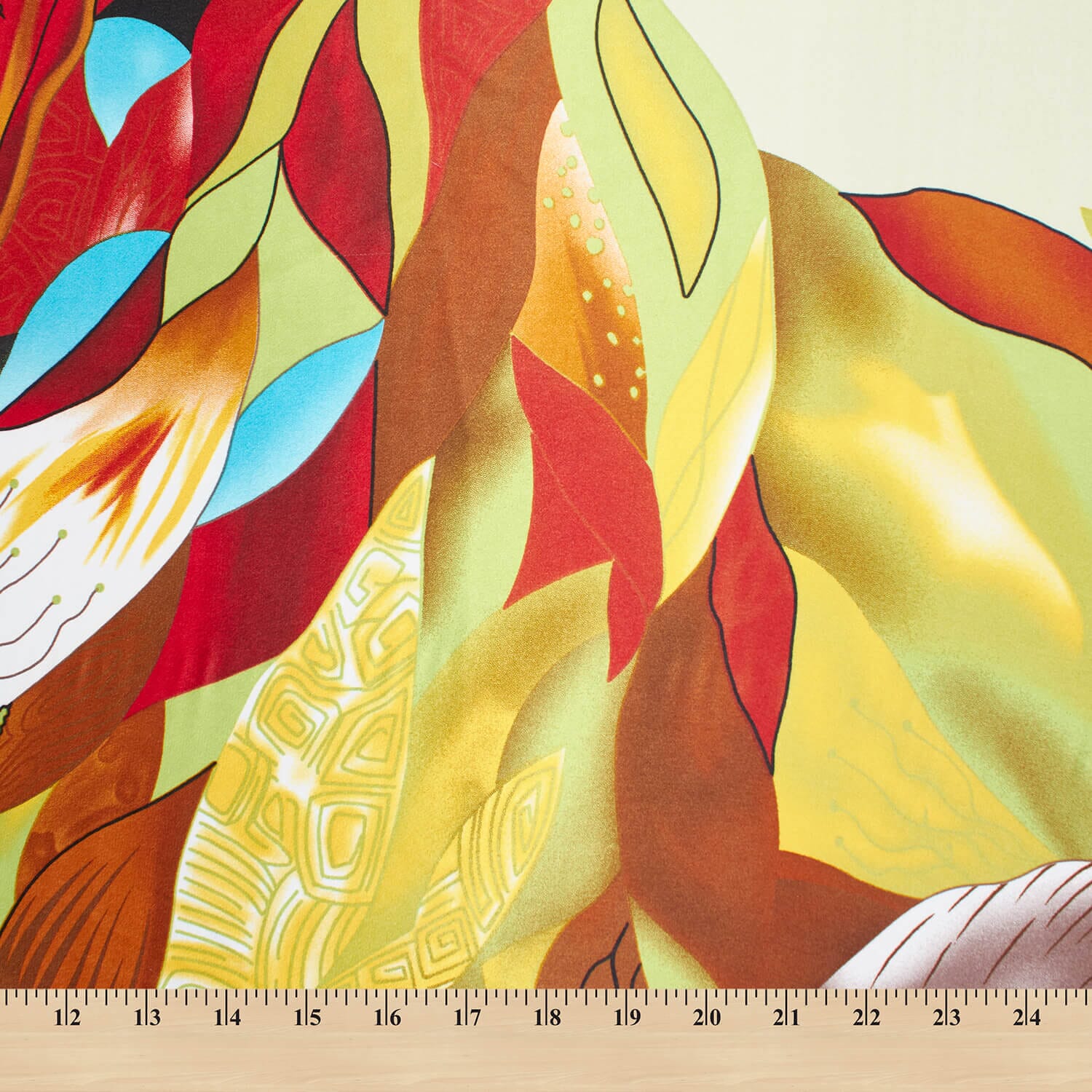 Abstract Floral Leaf W/ Geometric Shapes On Printed Charmeuse Satin - Image 3