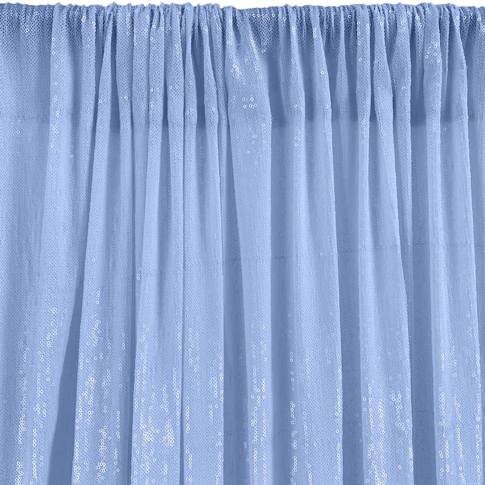 All-Over Micro Sequins Starlight On Stretch Mesh Rod Pocket Curtains - Light Blue - Image 3