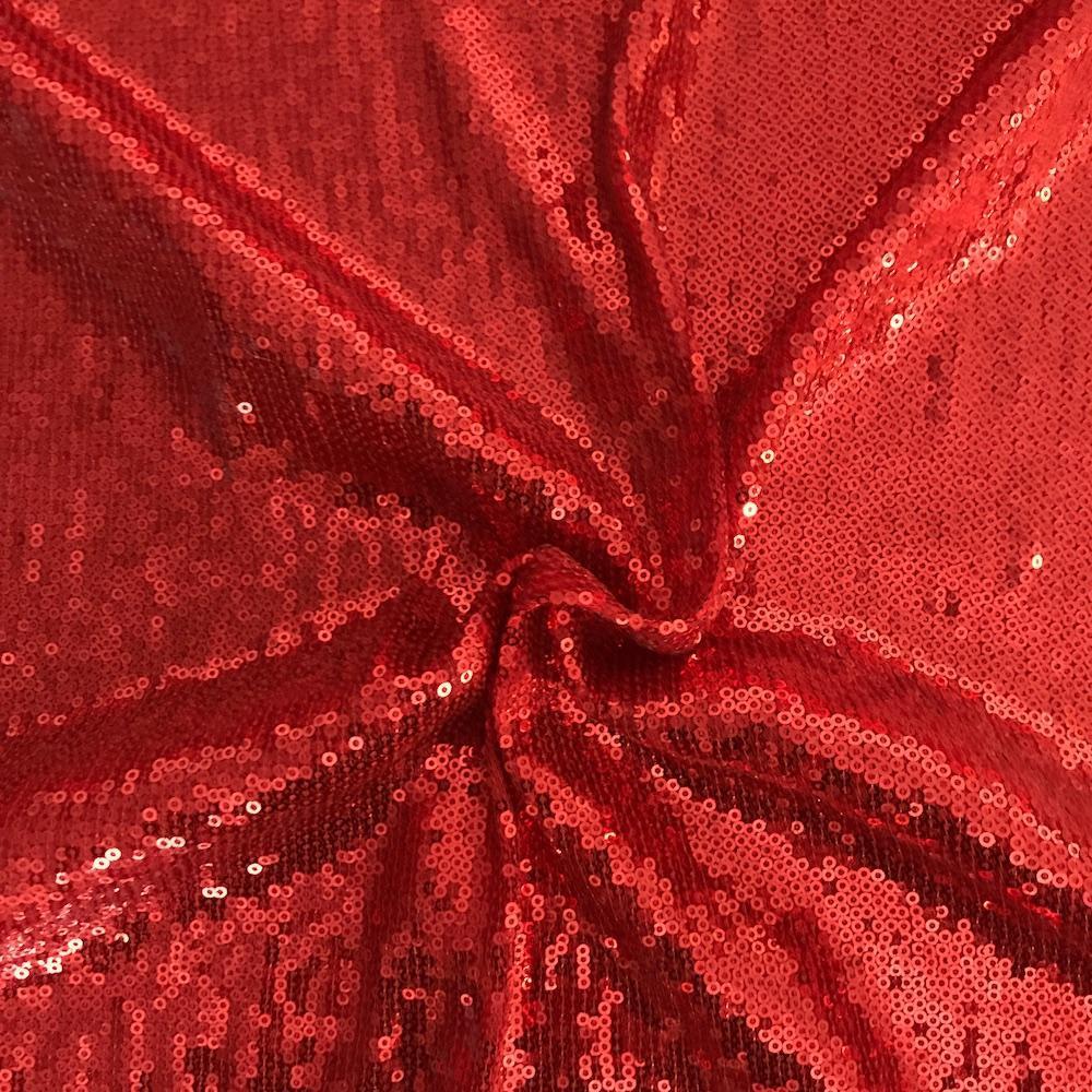 All-Over Micro Sequins Starlight On Stretch Mesh Rod Pocket Curtains - Red - Image 4