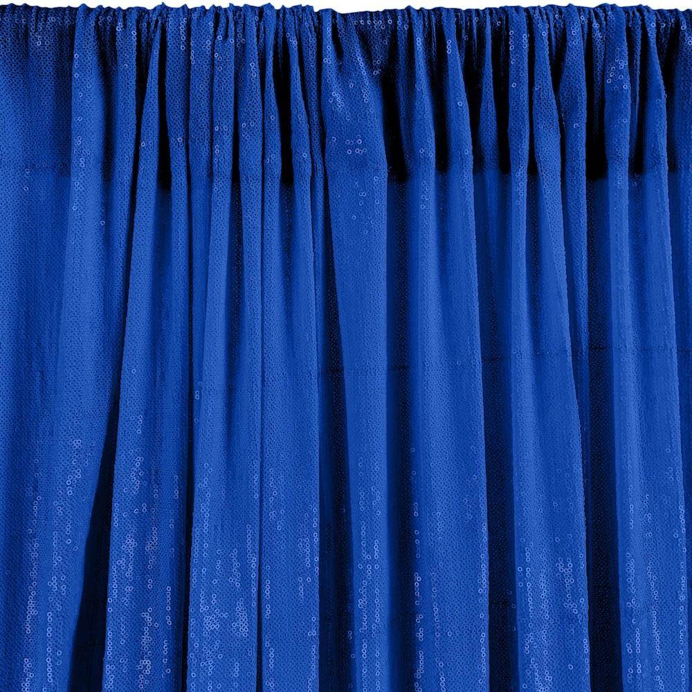All-Over Micro Sequins Starlight On Stretch Mesh Rod Pocket Curtains - Royal Blue - Image 3