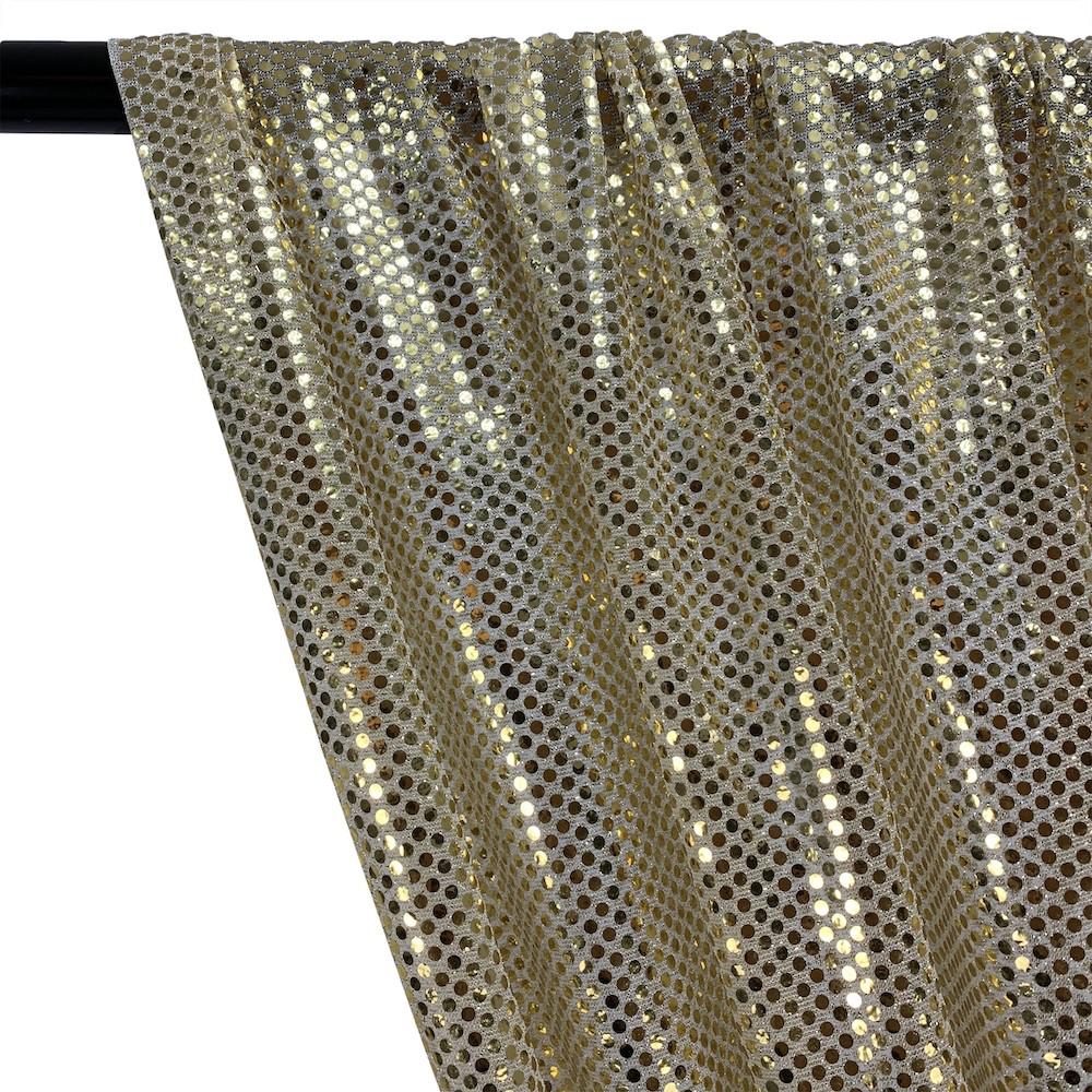 American Trans Knit Sequins Rod Pocket Curtains - Gold on Silver - Image 2