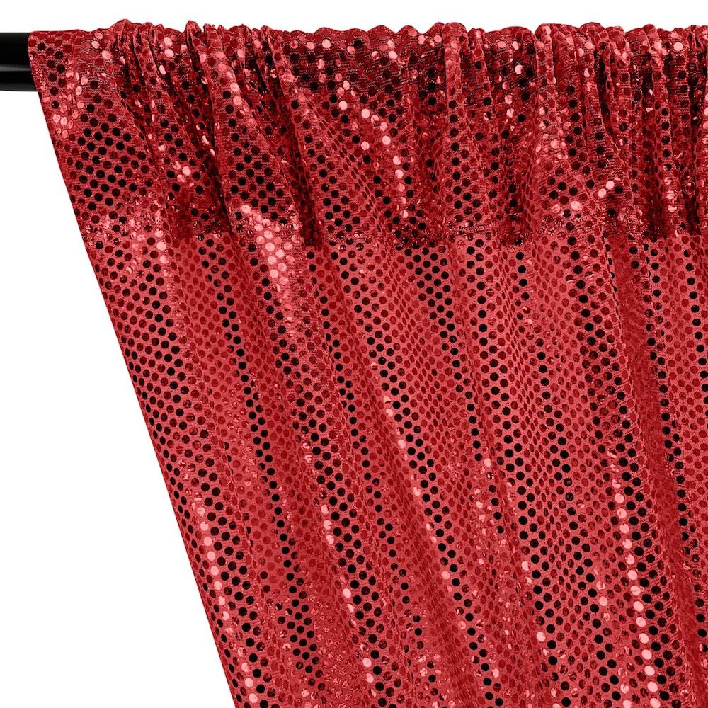 American Trans Knit Sequins Rod Pocket Curtains - Red - Image 2