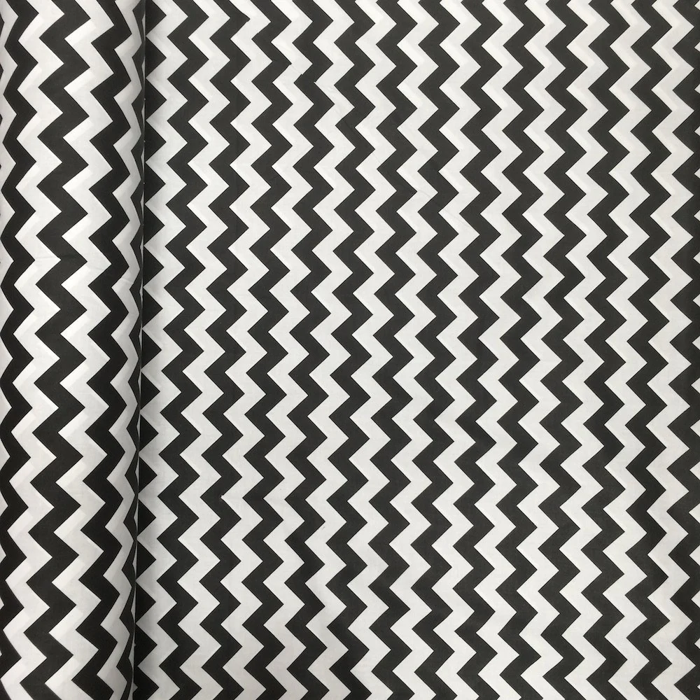 Black Classic Chevron Printed Cotton