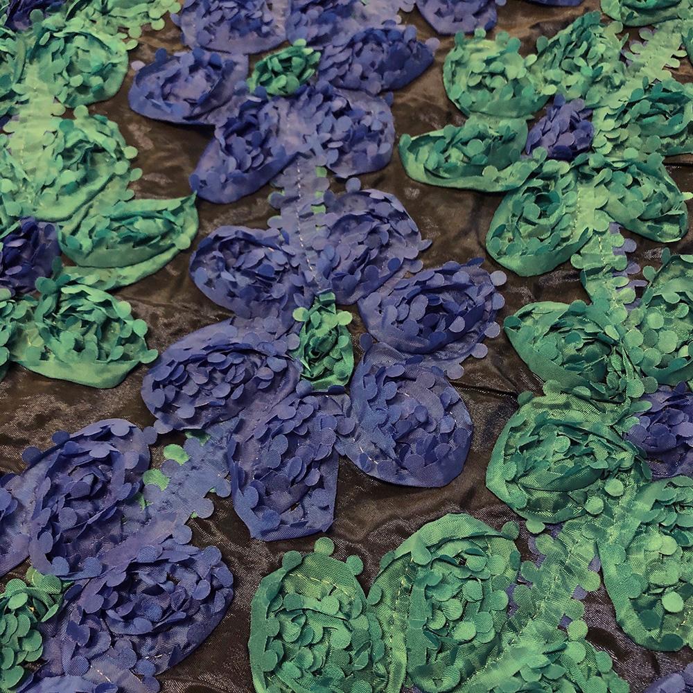 Blue & Green Stringed Ruffle Rosette - Image 2