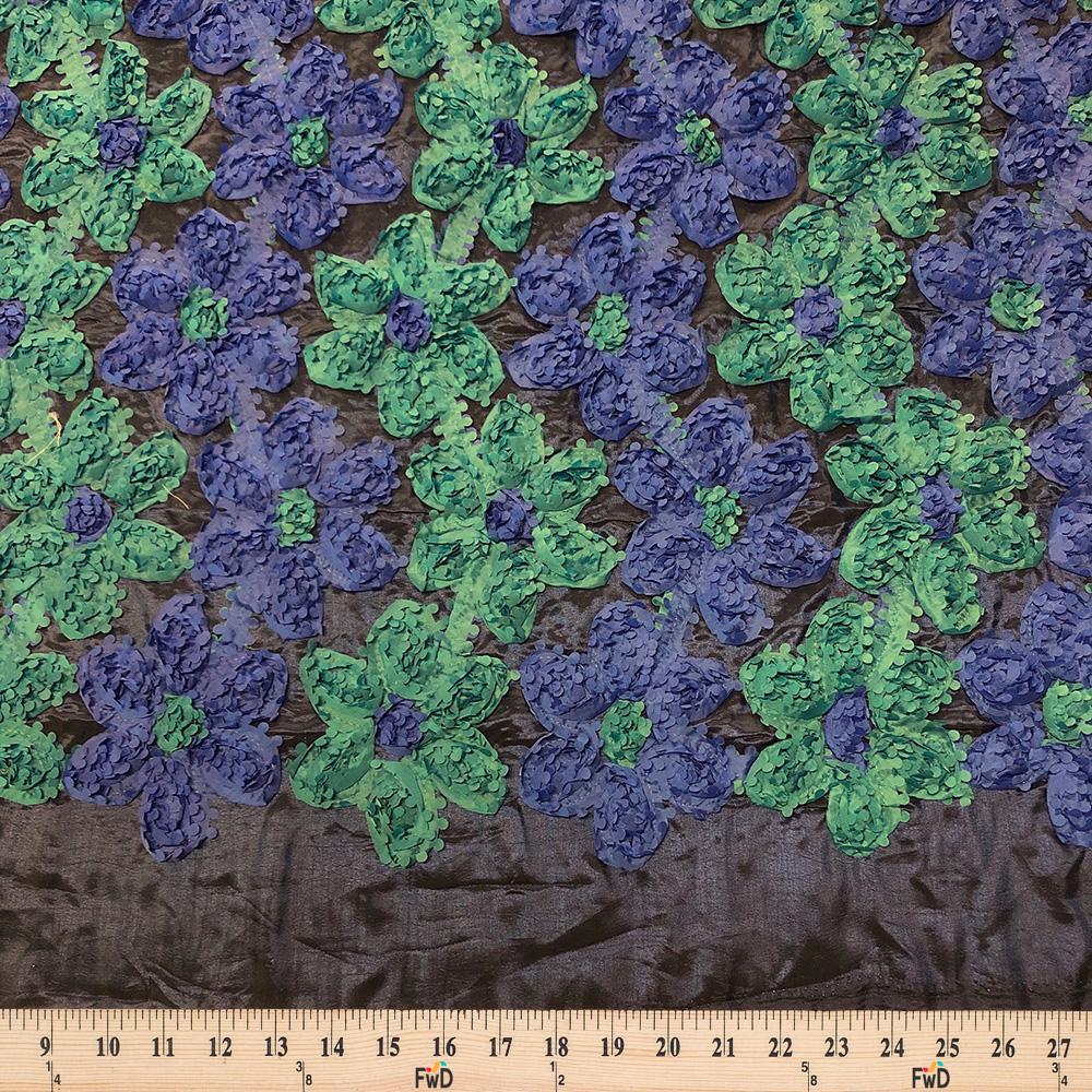 Blue & Green Stringed Ruffle Rosette - Image 3