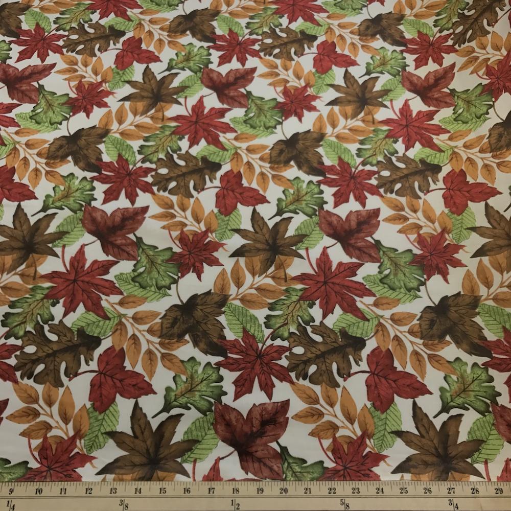Crackle Leaves Ivory Printed Cotton - Image 3