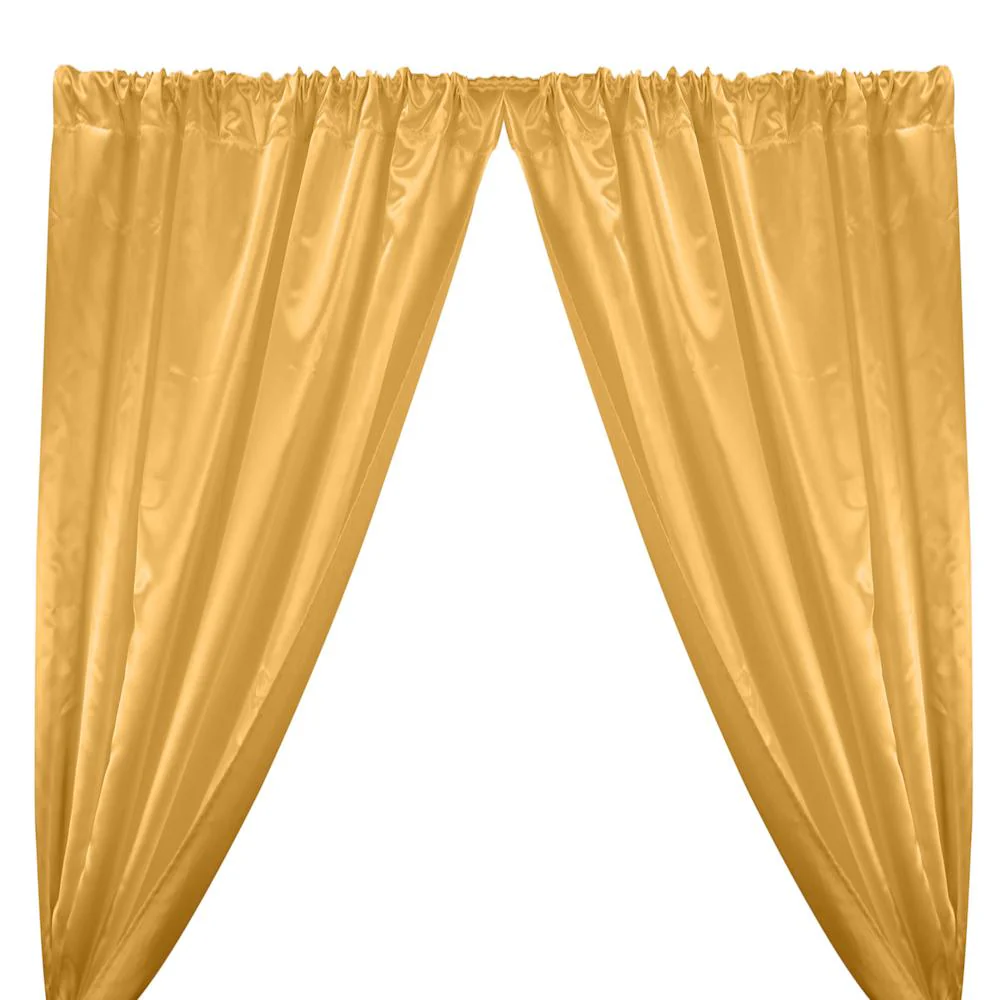 Bridal Satin Rod Pocket Curtains - Gold