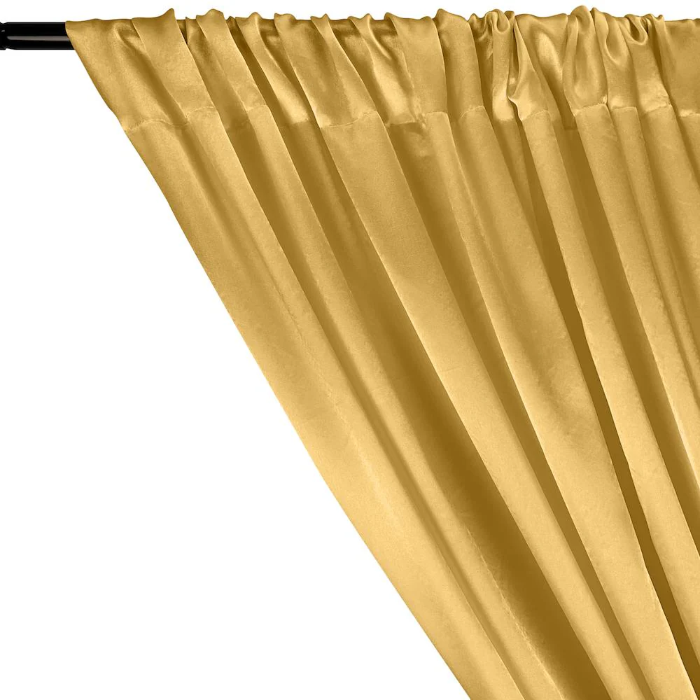 Charmeuse Satin Rod Pocket Curtains - Gold - Image 2