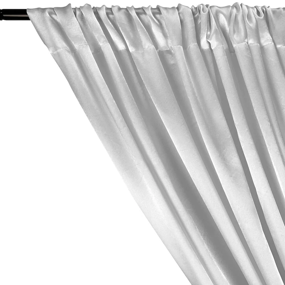 Charmeuse Satin Rod Pocket Curtains ( All Colors Available) - White - Image 2
