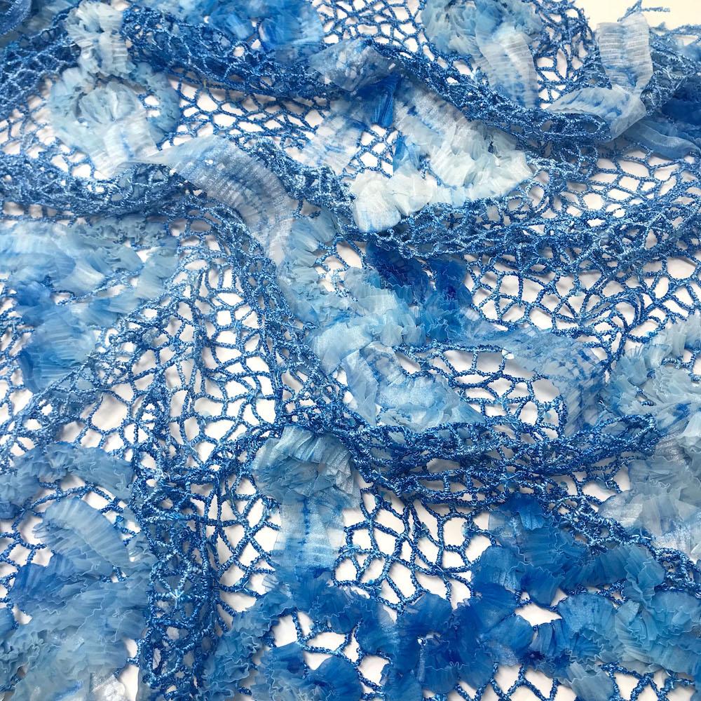 Chemical Mesh Lace w/ Floral Ribbon Embroidery - Image 20