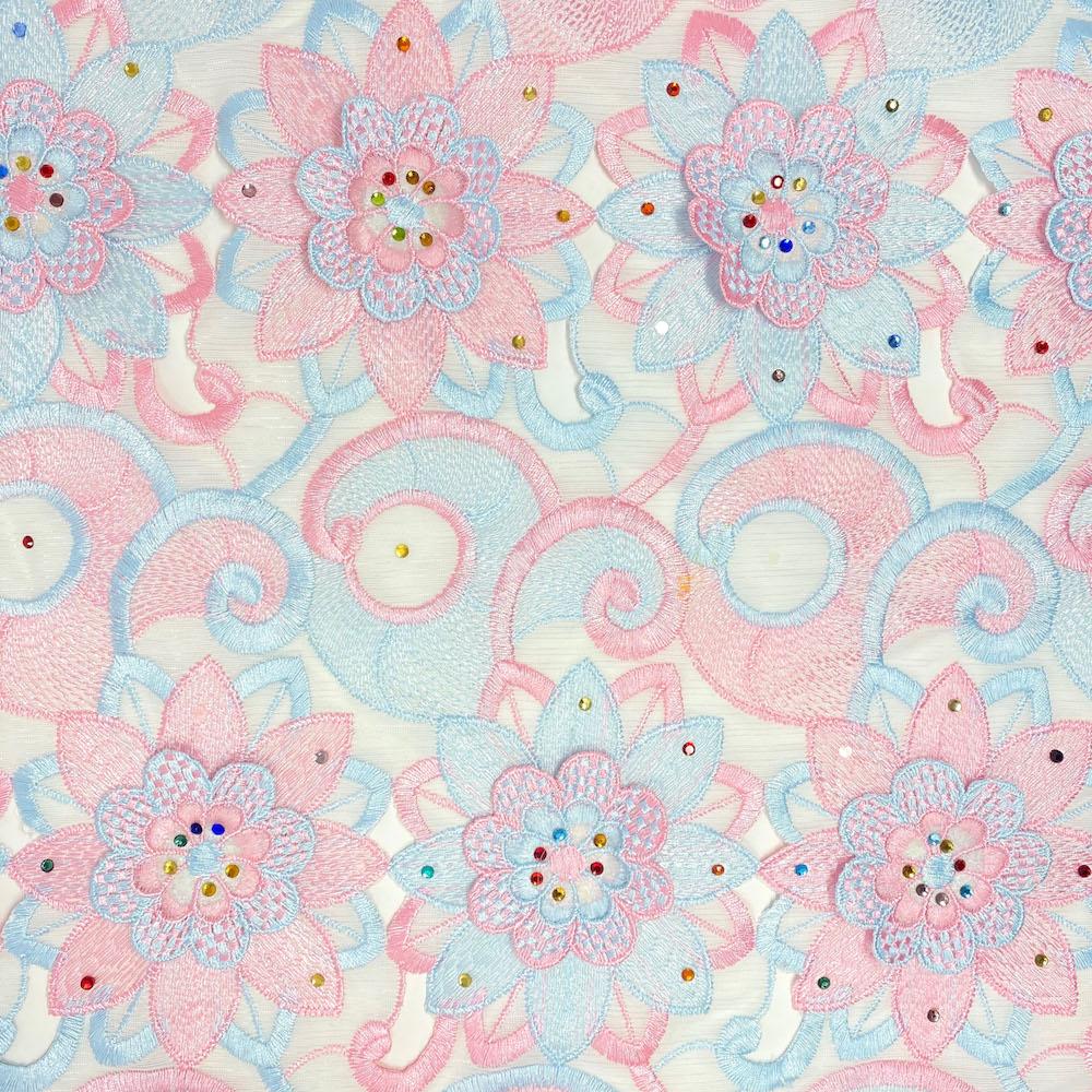 Cotton Candy Daisy Patch Embroidery Lace