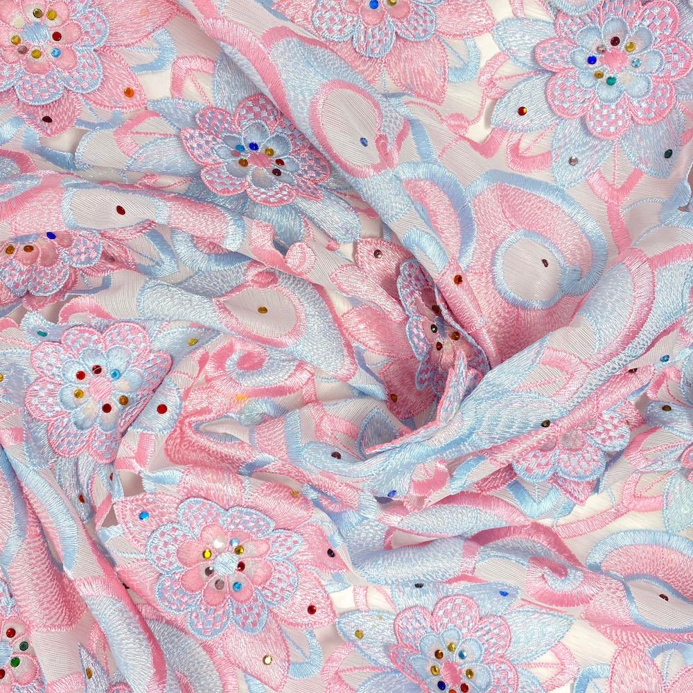 Cotton Candy Daisy Patch Embroidery Lace - Image 3
