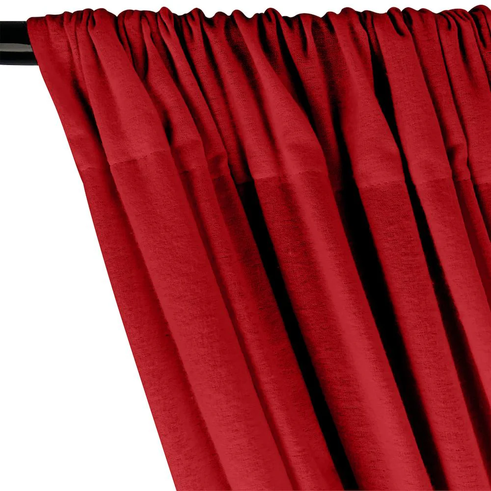 Cotton Flannel Rod Pocket Curtains - Red - Image 2