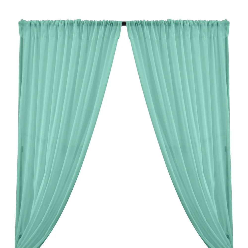 Cotton Voile Rod Pocket Curtains - Aqua Blue