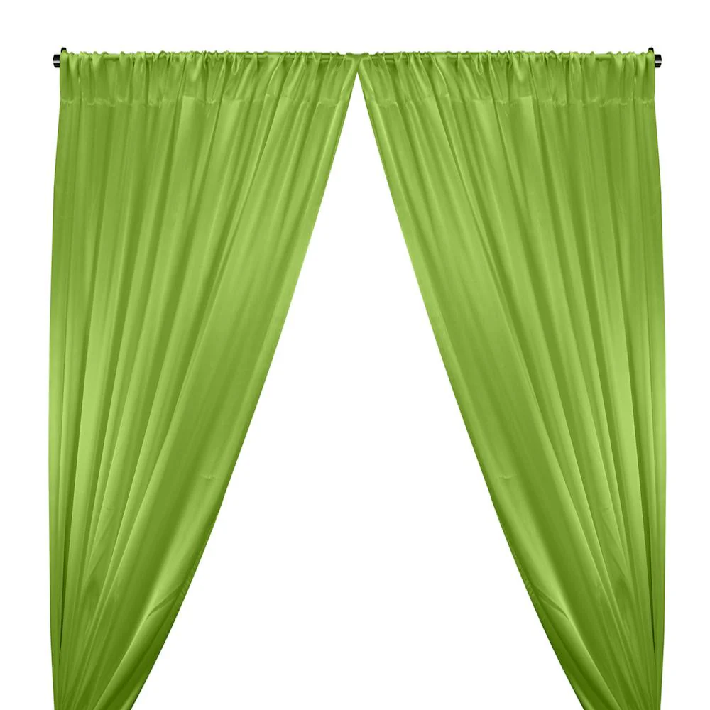 Crepe Back Satin Rod Pocket Curtains - Lime Green