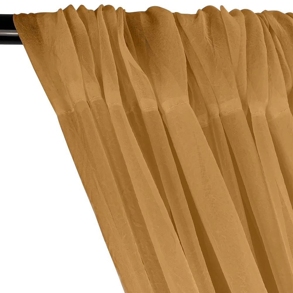 Crushed Sheer Voile Rod Pocket Curtains - Gold - Image 2