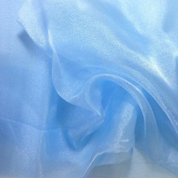 Crystal Organza Rod Pocket Curtains - Baby Blue - Image 3