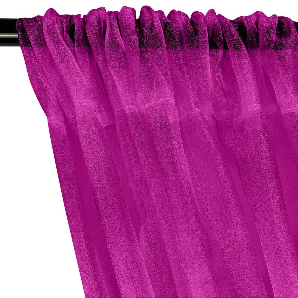 Crystal Organza Rod Pocket Curtains - Magenta - Image 2