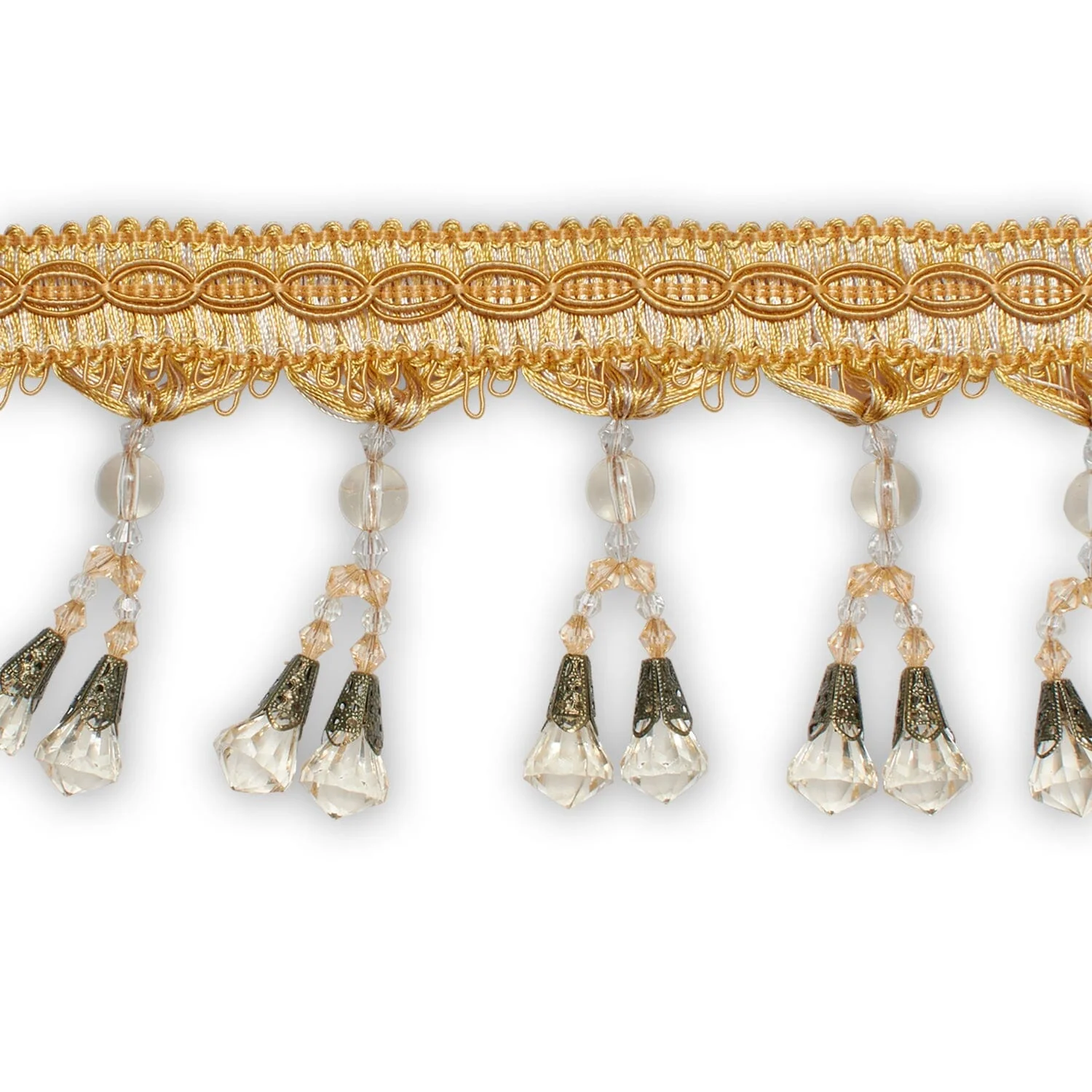 Dual Beaded Rhinestone Tassel Fringe Trim - Image 11