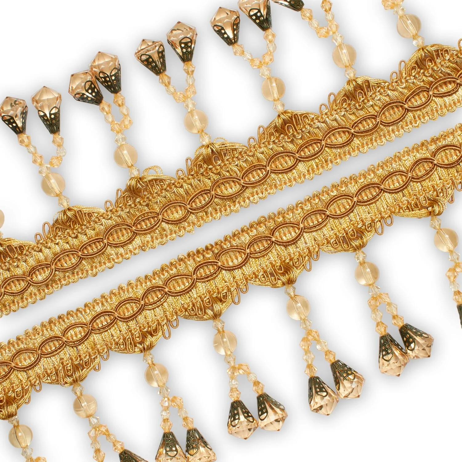 Dual Beaded Rhinestone Tassel Fringe Trim - Image 15