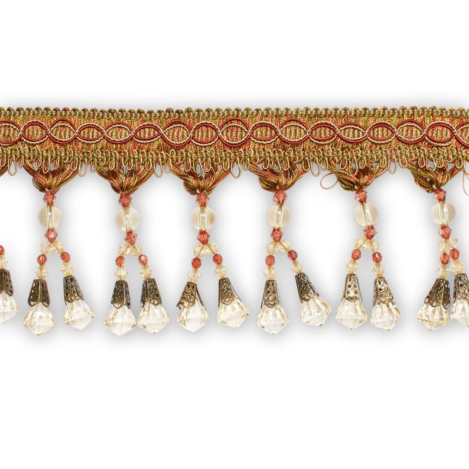 Dual Beaded Rhinestone Tassel Fringe Trim - Image 2