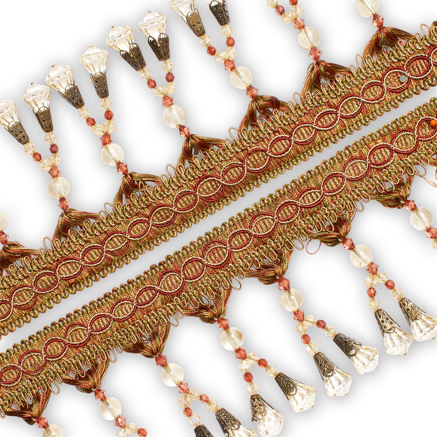 Dual Beaded Rhinestone Tassel Fringe Trim - Image 3