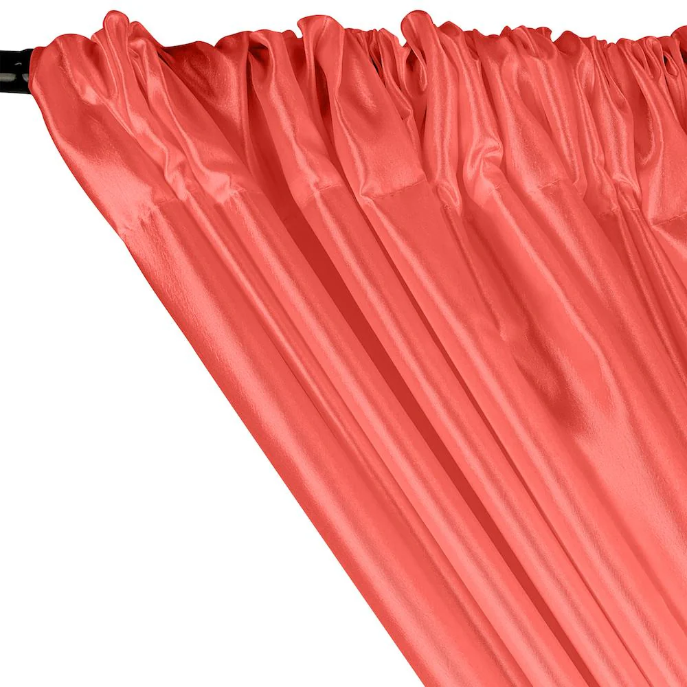 Extra Wide Nylon Taffeta Rod Pocket Curtains - Coral - Image 2
