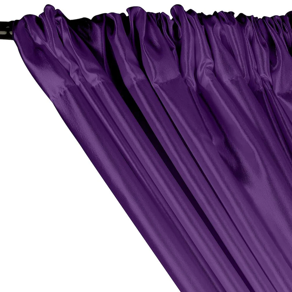 Extra Wide Nylon Taffeta Rod Pocket Curtains - Purple - Image 2