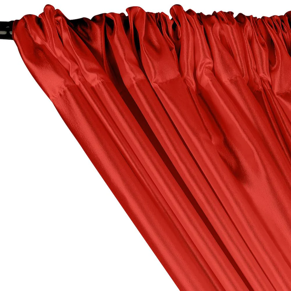 Extra Wide Nylon Taffeta Rod Pocket Curtains - Red - Image 2
