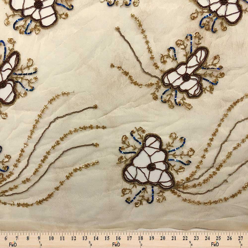 Floral Beaded Embroidery On Crushed Polyester - Image 3