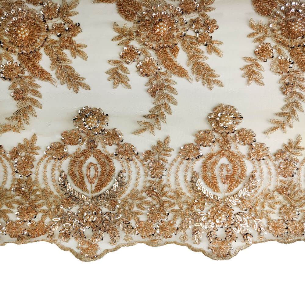Floral Bridal Lace Beaded Fabric - Image 15