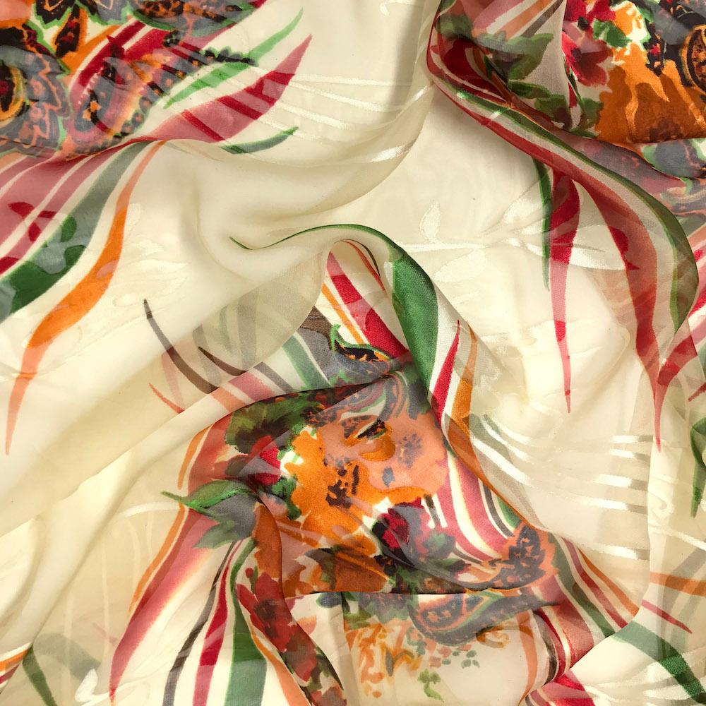 Floral Burnout Printed Silk Chiffon - Image 2