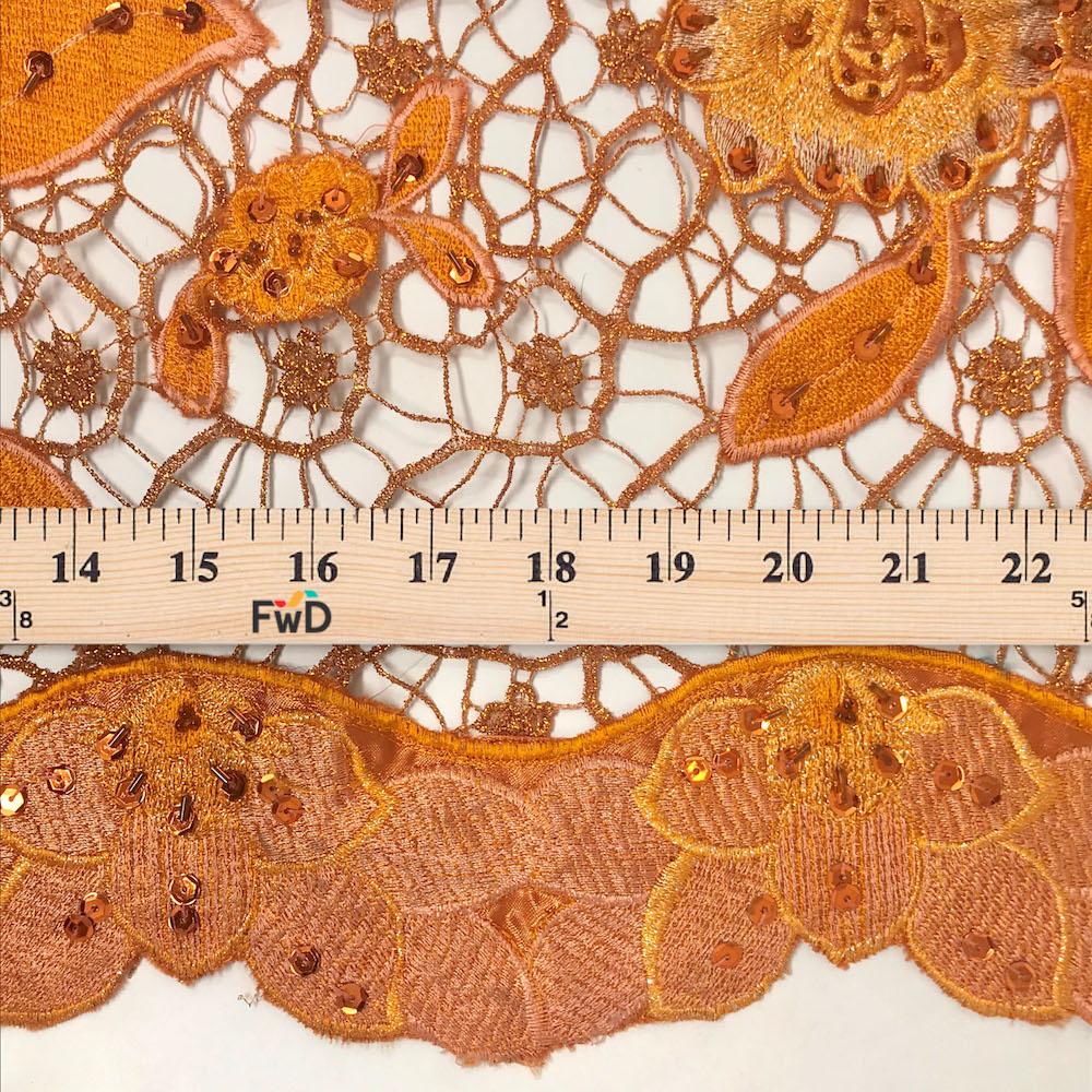Floral Leaf Embroidery Chemical Metallic Lace with Sequins - Image 5