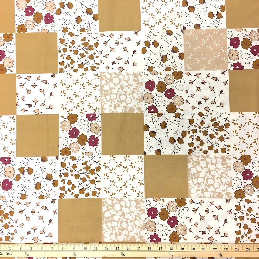 Flower Boxes Patch Tan Print Sheeting