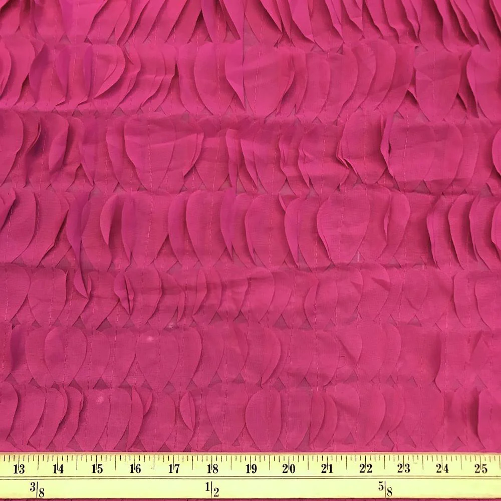 Fuchsia Leaf Ruffle Chiffon