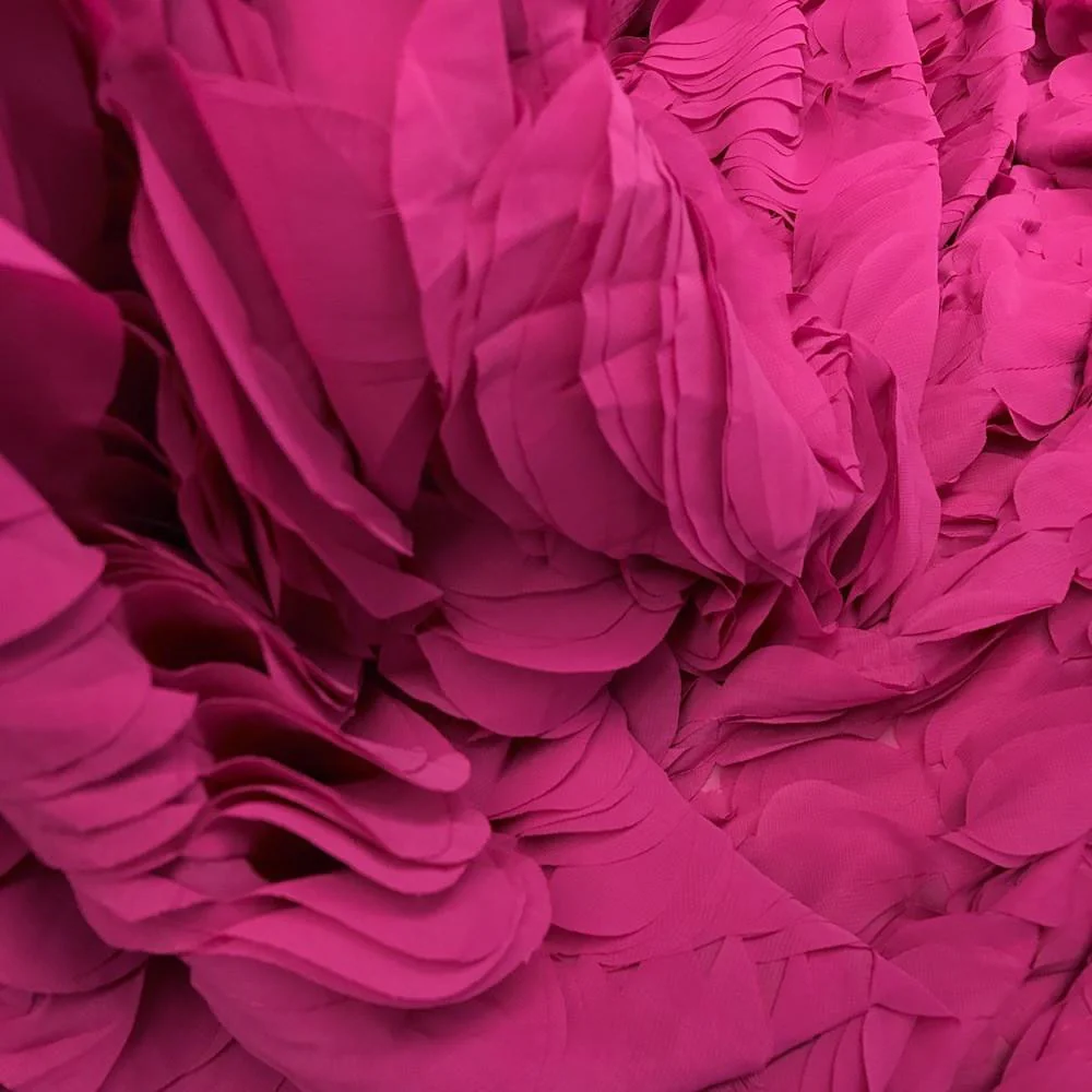 Fuchsia Leaf Ruffle Chiffon - Image 4