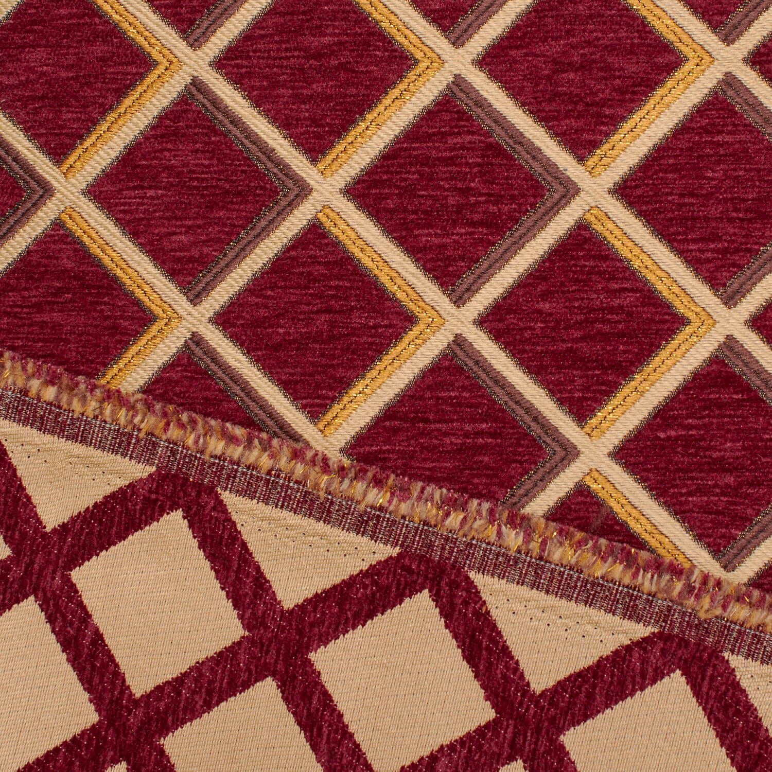 Geometric Grid Metallic Chenille Upholstery Jacquard - Image 4
