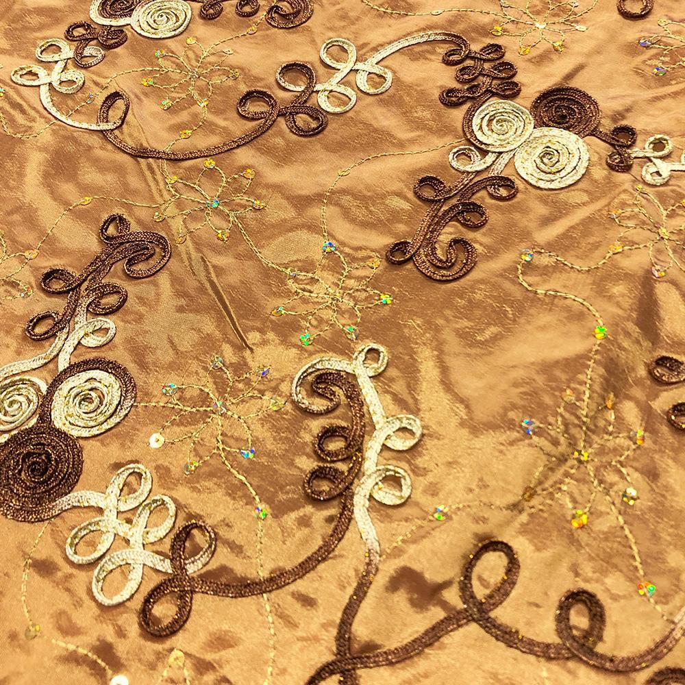 Gold Metallic Floral Ribbon Swirl Organza - Image 2