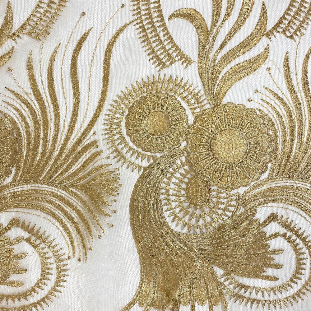 Gold Sunflower Reed Embroidery on Mesh