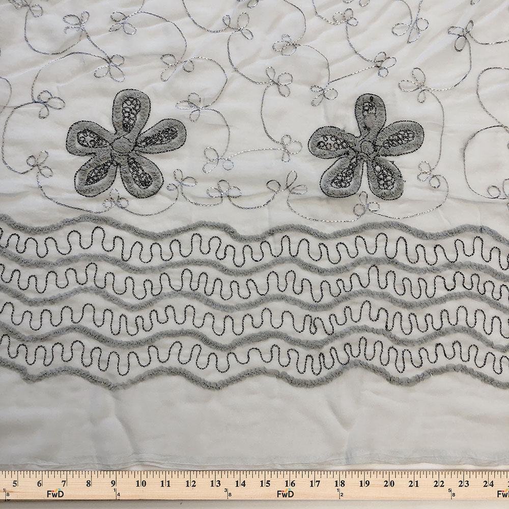 Gray Floral Embroidery on Georgette - Image 5