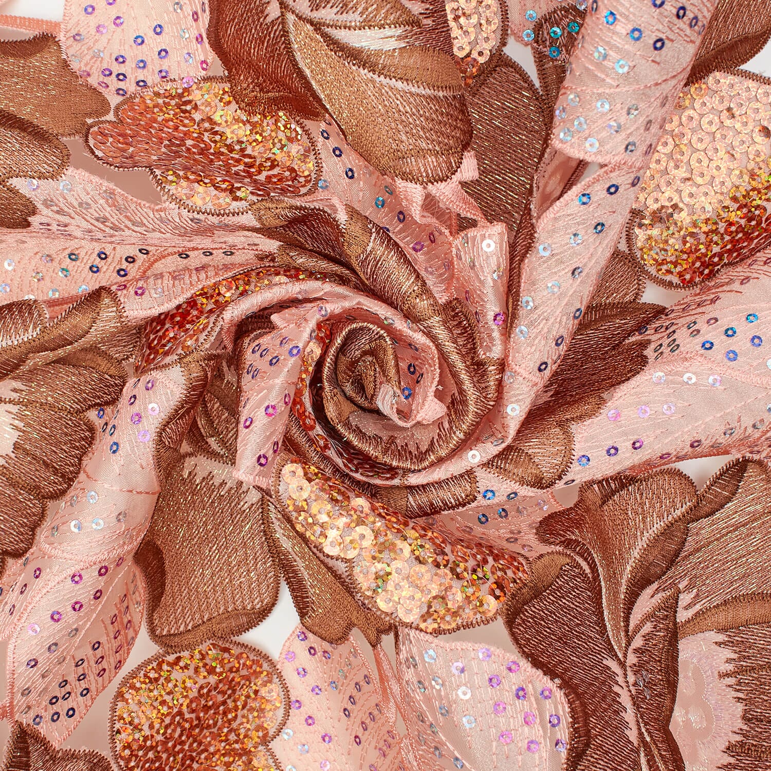 Hibiscus Floral Sequin Embroidery On Mesh - Image 2